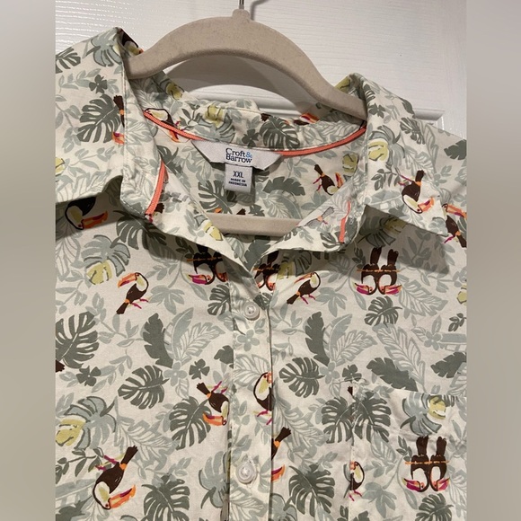 Croft & Barrow Size XXL Tropical Palm Toucan Print Cotton Button Down Shirt - Picture 2 of 11